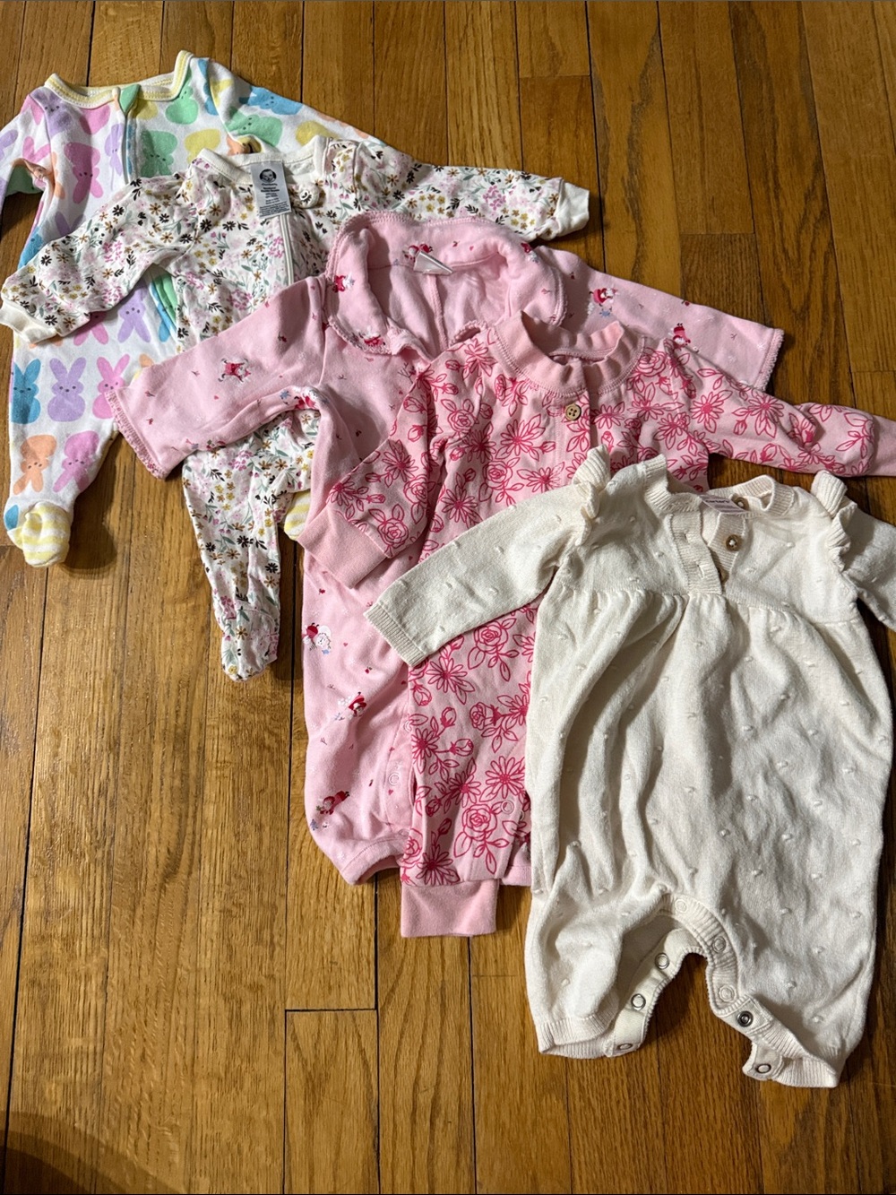 Baby Girls Mixed One-Piece Sleepers - Pink, Cream, Multicolor